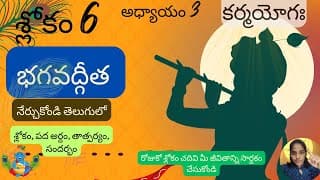 Bhagavad Gita chapter 3 verse 6||karma yoga|| భగవద్గీత 3వ అధ్యాయం శ్లోకం 6|| divine touch telugu