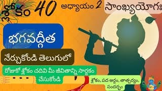 Bhagavad Gita chapter 2 verse 40||sankyayoga|| భగవద్గీత 2వ అధ్యాయం శ్లోకం 40|| divine touch telugu