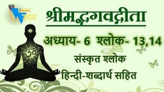 Shloka 6.13,14 of Bhagavad Gita with Hindi word meanings